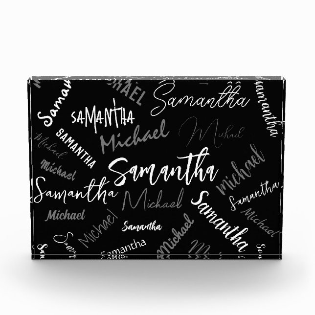 Zwei Namen, zwei Muster monogramm schwarz grau wei Fotoblock (Vorderseite)