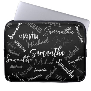 Zwei Namen, zwei Muster monogramm schwarz grau wei Laptopschutzhülle