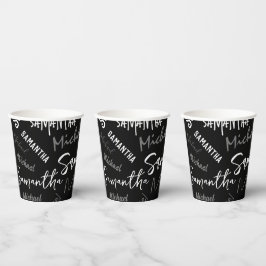 Zwei Namen, zwei Muster monogramm schwarz grau wei Pappbecher