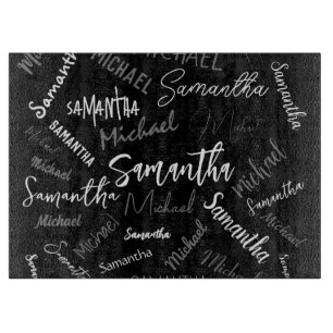 Zwei Namen, zwei Muster monogramm schwarz grau wei Schneidebrett