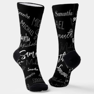Zwei Namen, zwei Muster monogramm schwarz grau wei Socken