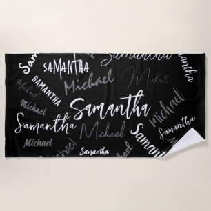 Zwei Namen, zwei Muster monogramm schwarz grau wei Strandtuch