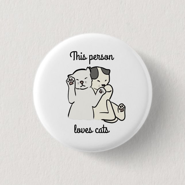 Zwei neugeborene Kätzchen-Cartoon Zeichnete Cat Lo Button (Vorderseite)