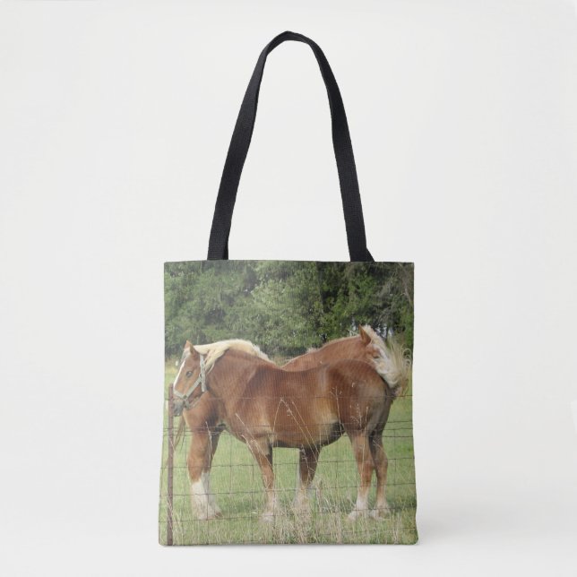 Zwei Niedliche Amber Horses Totbeutel Tasche (Vorderseite)