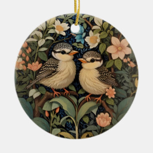Zwei Niedliche Baby Birds Botanischer Garten Keramik Ornament