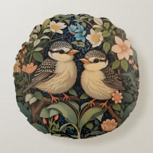Zwei Niedliche Baby Birds Botanischer Garten Rundes Kissen