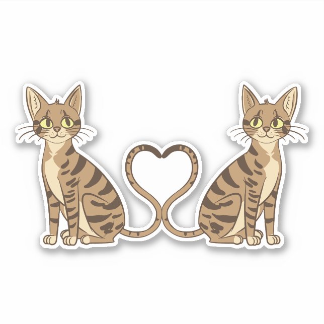 ZWEI NIEDLICHE BENGALISCHE KATZEN AUFKLEBER (Vorderseite)