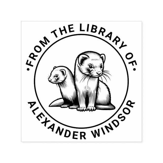 Zwei Niedliche Bibliotheksnamen für Frettchen Permastempel (Design)