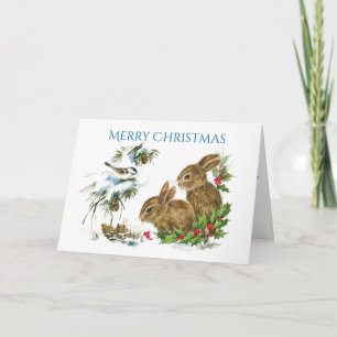 Zwei Niedliche Bunnies Frohe Weihnachten