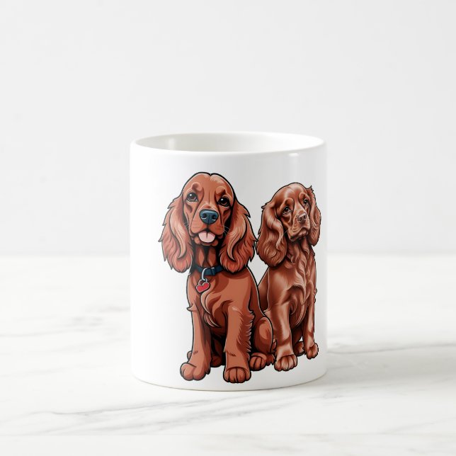 Zwei Niedliche Cartoon Cocker-Spaniels Kaffeetasse (Mittel)