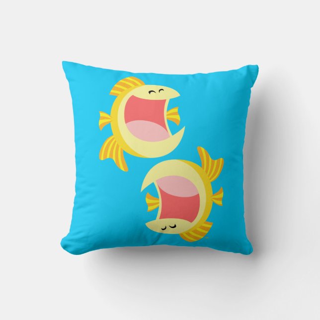 Zwei Niedliche Cartoon Fish Kissen (Vorderseite)