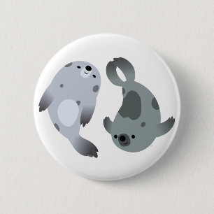Zwei Niedliche Cartoon Harfe Siegel Button Abzeich