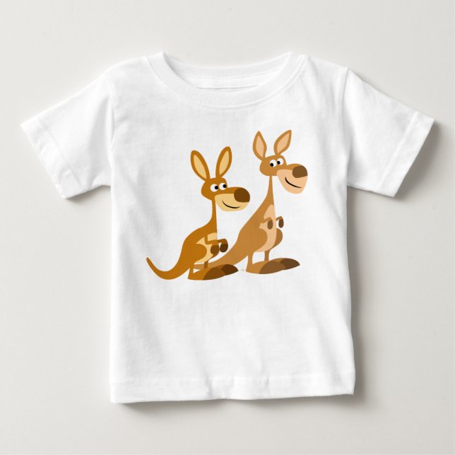 Zwei Niedliche Cartoon Kangaroos Baby T - Shirt (Vorderseite)