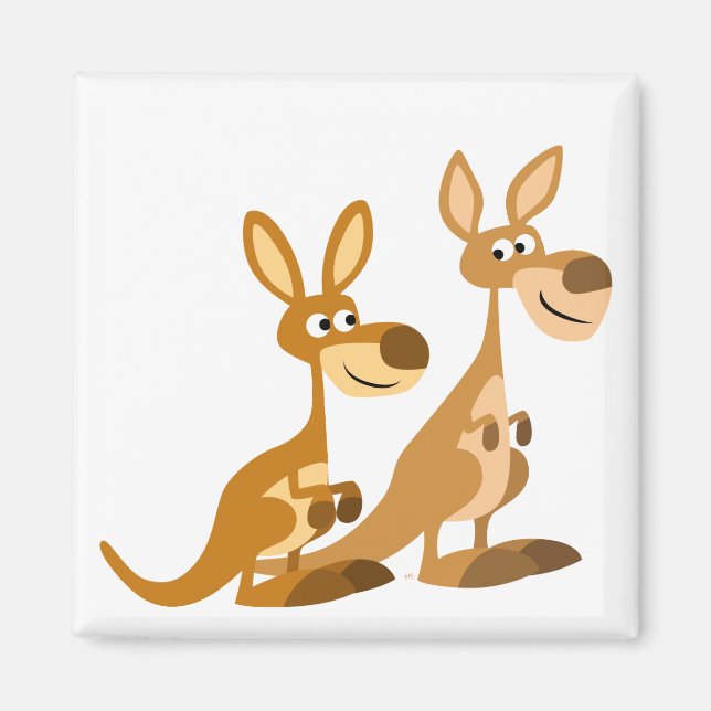Zwei Niedliche Cartoon Kangaroos Magnet (Vorne)