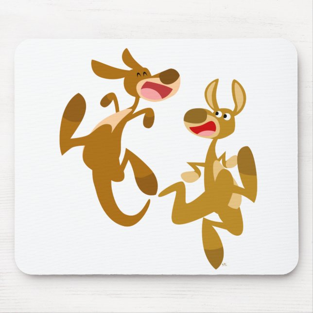 Zwei Niedliche Cartoon Kangaroos Mousepad (Vorne)