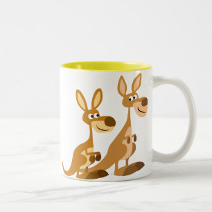 Zwei niedliche Cartoon-Känguru-Tasse Zweifarbige Tasse