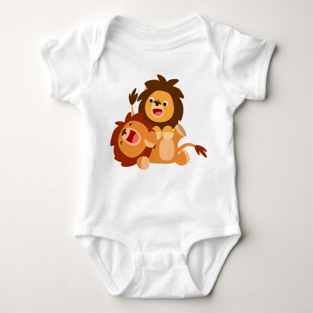 Zwei Niedliche Cartoon Lions Baby Strampler (Vorderseite)
