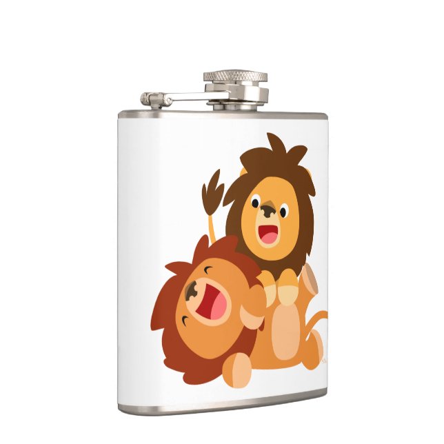 Zwei Niedliche Cartoon Lions Hip Flask Flachmann (Rechts)