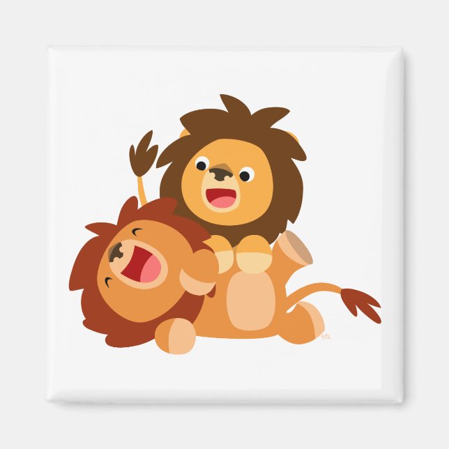 Zwei Niedliche Cartoon Lions Magnet (Vorne)