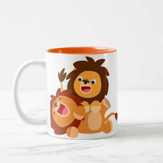 Zwei Niedliche Cartoon Löwen Tasse (Links)