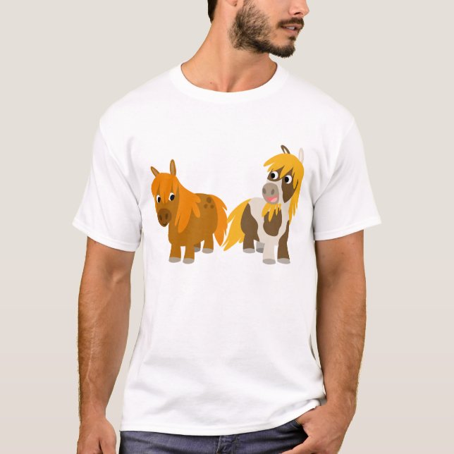 Zwei Niedliche Cartoon Ponies T - Shirt (Vorderseite)