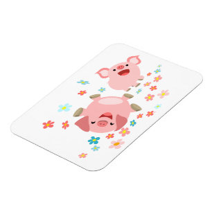 Zwei Niedliche Cartoon Schweine im federflexiblen Magnet