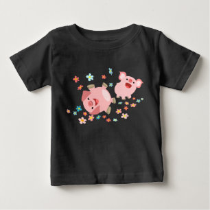 Zwei Niedliche Cartoon Schweine im Frühjahr Baby T T-shirt