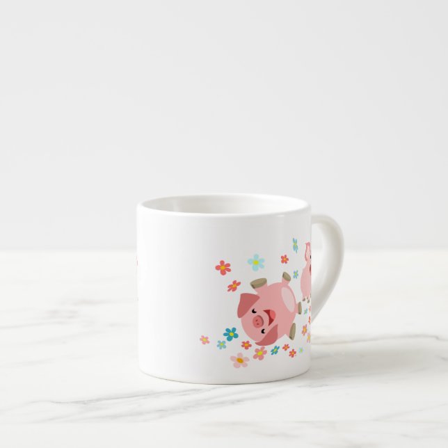 Zwei Niedliche Cartoon Schweine in der Frühjahrs-E Espressotasse (Vorderseite Rechts)