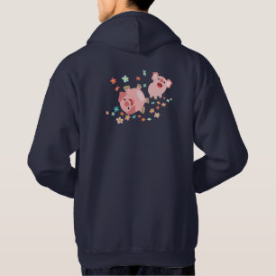 Zwei Niedliche Cartoon Schweine in der Frühlingssä Hoodie