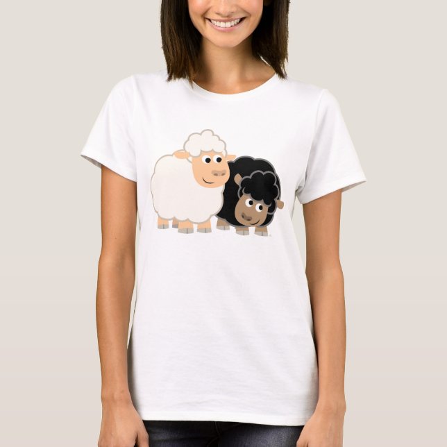 Zwei Niedliche Cartoon T - Shirt Frauen (Vorderseite)