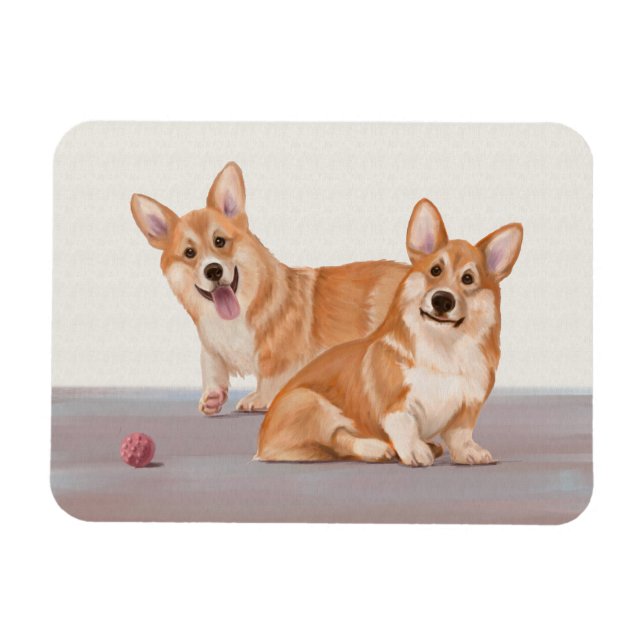 Zwei Niedliche Corgis Magnet (Horizontal)