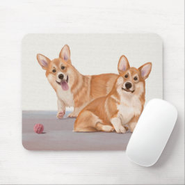 Zwei Niedliche Corgis Mousepad