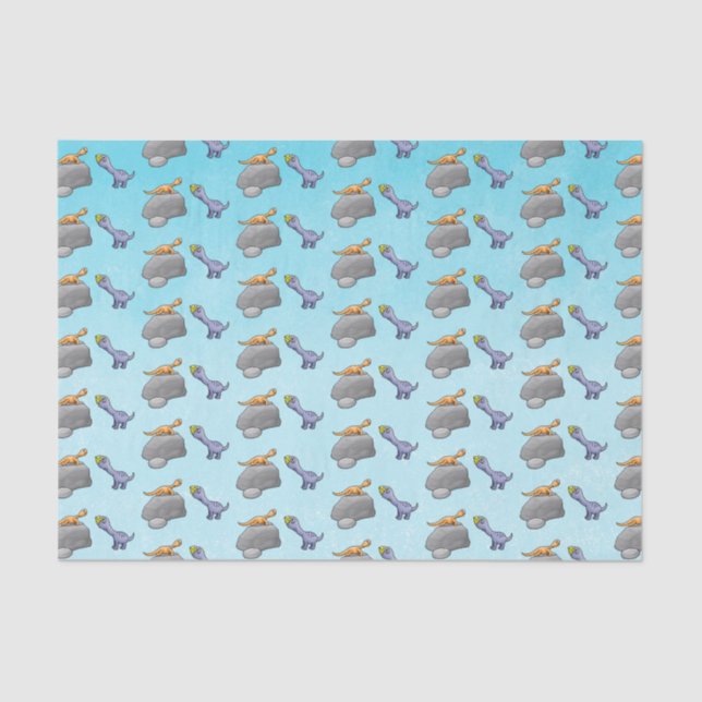 Zwei Niedliche Dinosaurier Seidenpapier (Vorderseite)