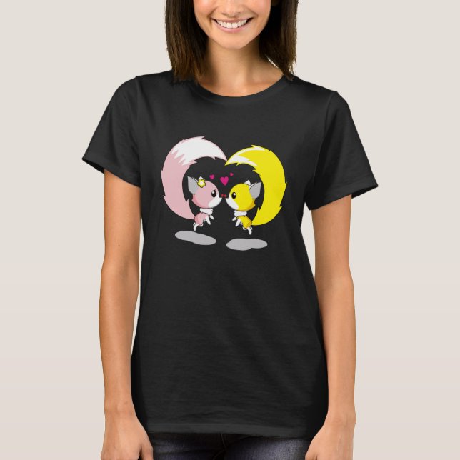 Zwei Niedliche Füchse schlugen sich zusammen und f T-Shirt (Vorderseite)
