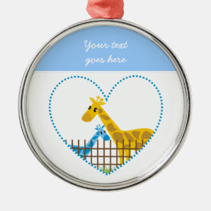 Zwei niedliche Giraffen in einem gepunkteten Mutte Silbernes Ornament
