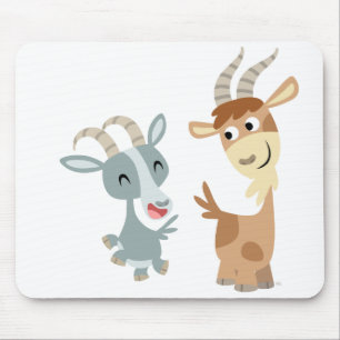 Zwei niedliche glückliche Cartoon-Ziegen Mousepad