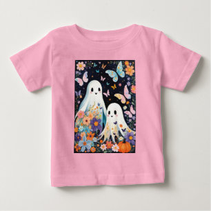 Zwei Niedliche Halloween-Geister mit Schmetterling Baby T-shirt