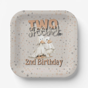 Zwei Niedliche Halloween Ghost 2. Geburtstag Pappteller