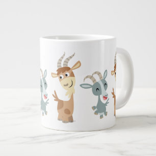 Zwei Niedliche Happy Cartoon Goats Jumbo Tasse