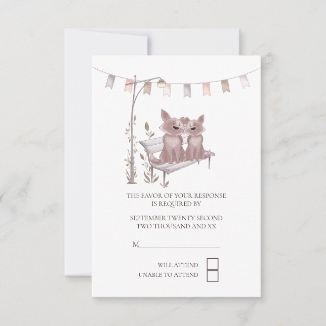 Zwei Niedliche Hunde auf der UAWG Wedding Park Ben RSVP Karte (Vorderseite)