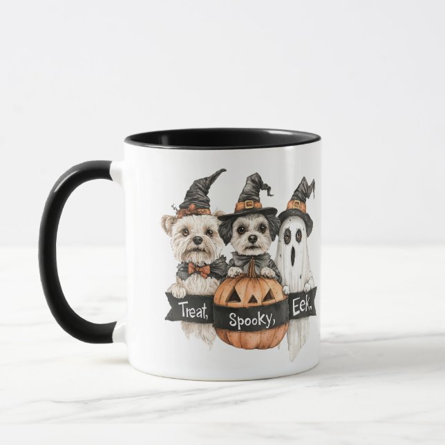 Zwei Niedliche Hunde und Geisterhunde Tasse (Links)