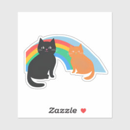 zwei niedliche Kätzchen und ein Regenbogen Aufkleber