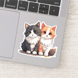 Zwei Niedliche Katzen Kätzchen Aufkleber
