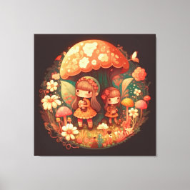 Zwei niedliche kleine Mädchen elfen Stretched Canv Leinwanddruck