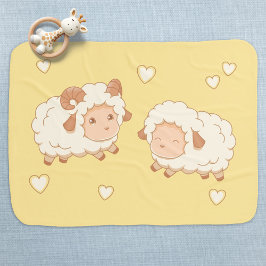 Zwei Niedliche kleine Schafe auf Gelb Babydecke