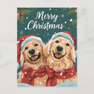 Zwei niedliche Labrador frohe Weihnachten Postkarte