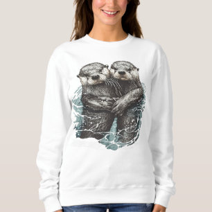 zwei niedliche Otter im Wasser  Sweatshirt