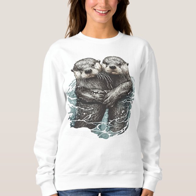 zwei niedliche Otter im Wasser  Sweatshirt (Vorderseite)
