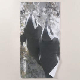 Zwei Niedliche Pinguine Beach Handtuch