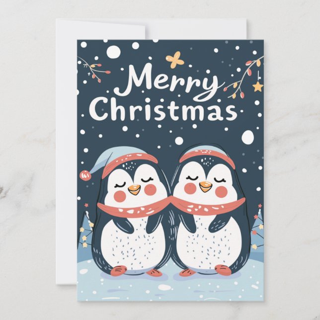 Zwei niedliche Pinguine frohe Weihnachten (Vorderseite)